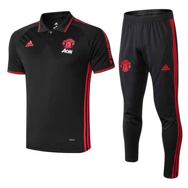 Polo Komplett Set Manchester United 2019-20 Schwarz Rote